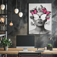 Surreal Elegance: Artistic Woman with Butterflies Poster PosterGoat