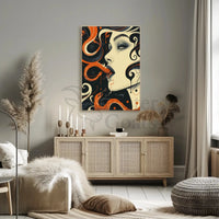 Surreal Face and Serpent Abstract Art Poster PosterGoat