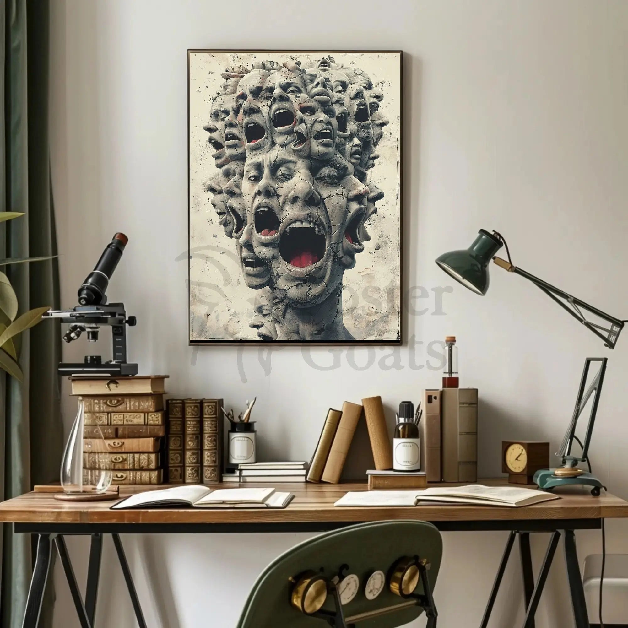 Surreal Faces' Fusion Wall Art: Abstract, Artistic, or Pop Culture Poster PosterGoat