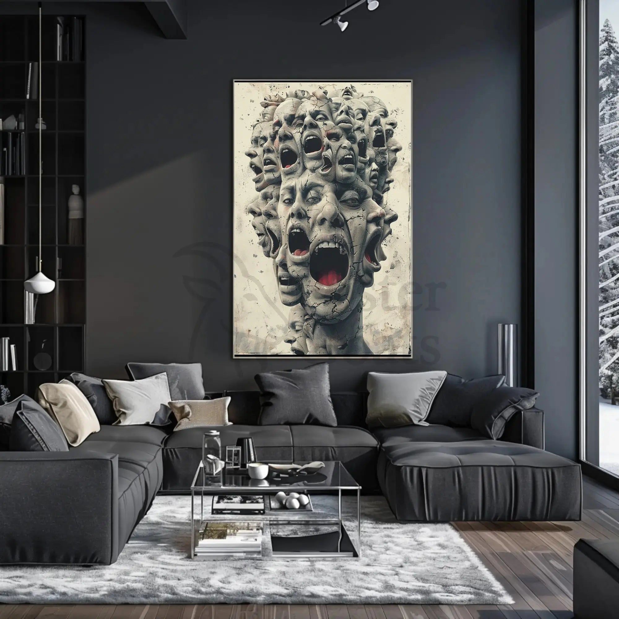 Surreal Faces' Fusion Wall Art: Abstract, Artistic, or Pop Culture Poster PosterGoat