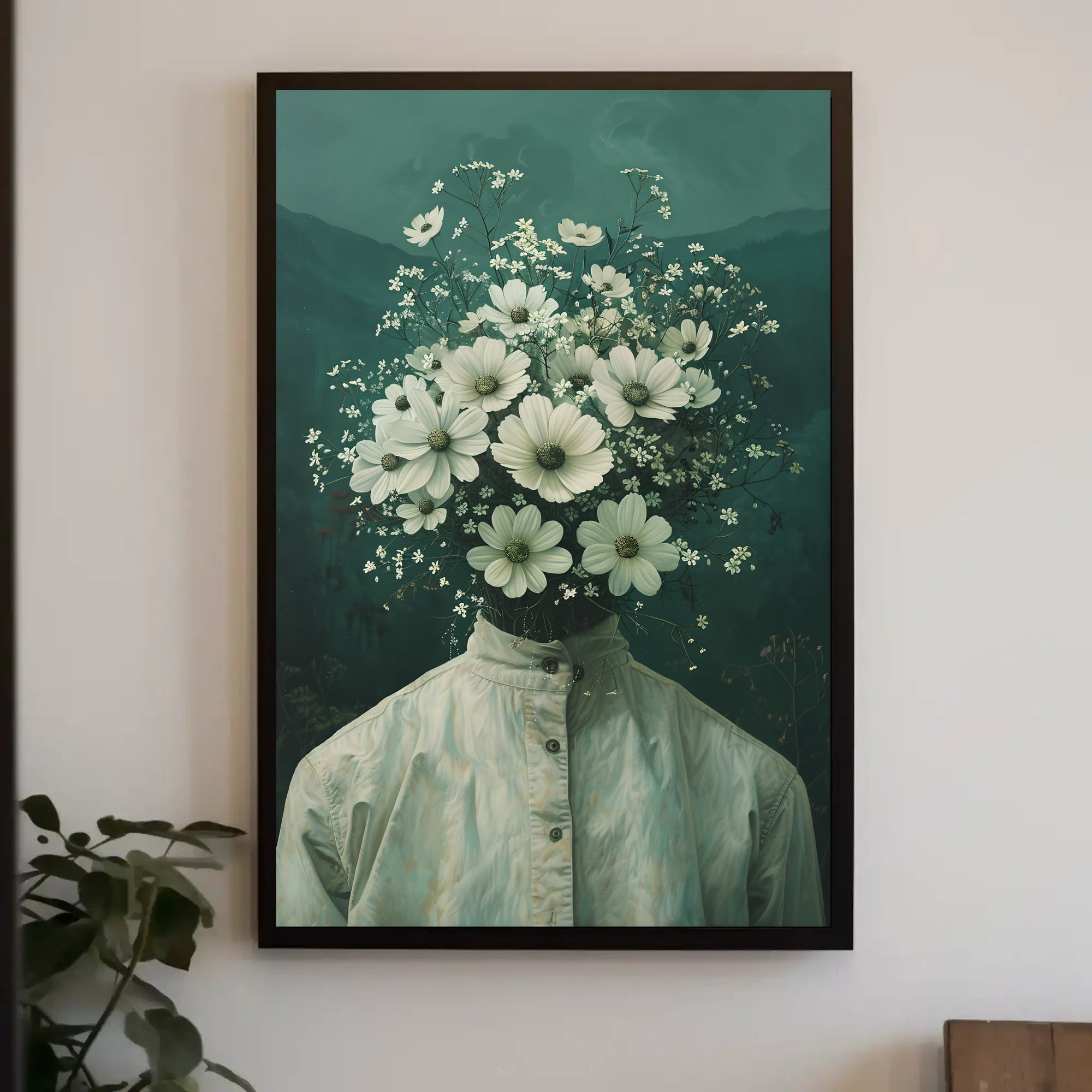 Surreal Floral Head Art Print: Abstract or Artistic Poster PosterGoat
