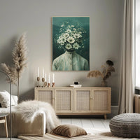 Surreal Floral Head Art Print: Abstract or Artistic Poster PosterGoat