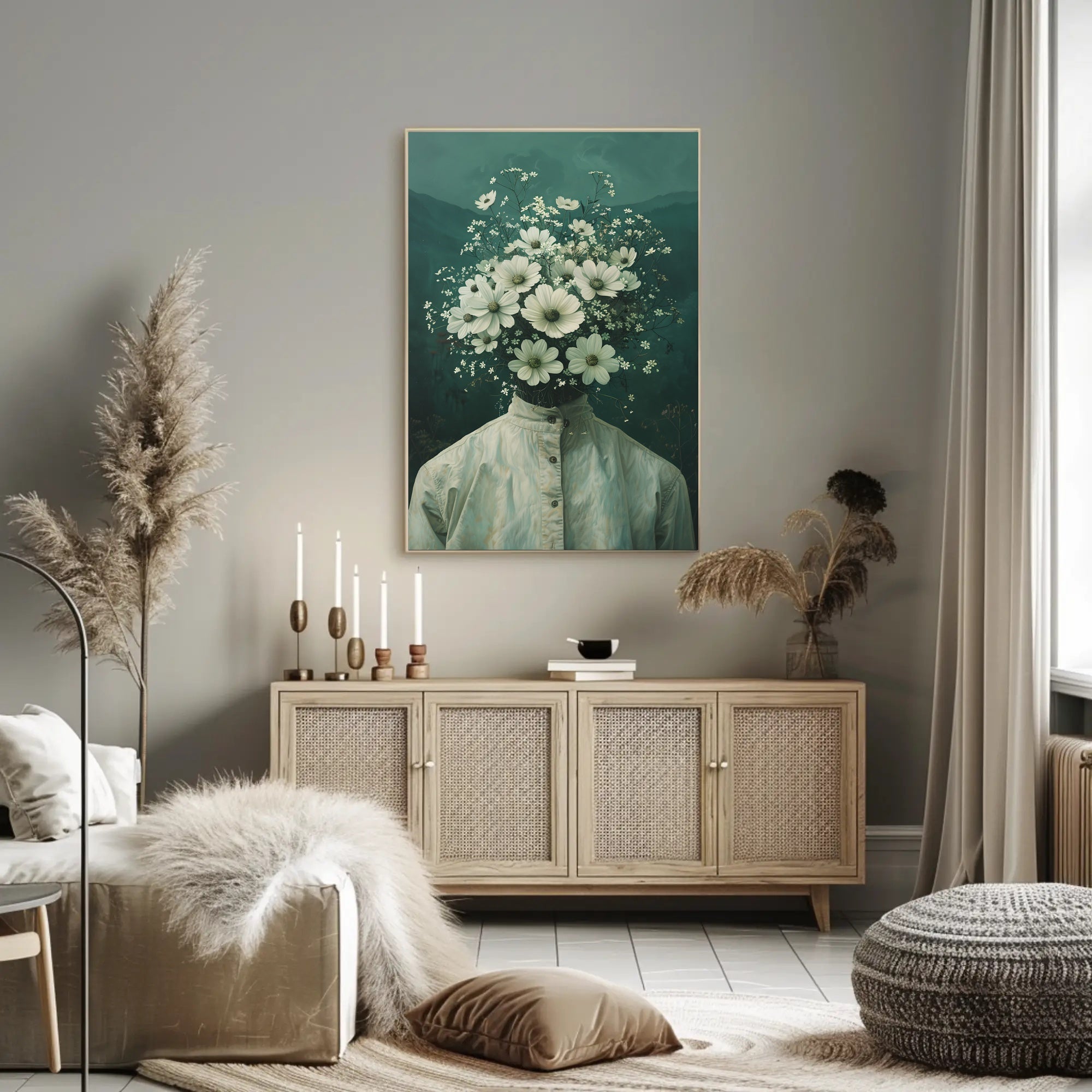 Surreal Floral Head Art Print: Abstract or Artistic Poster PosterGoat