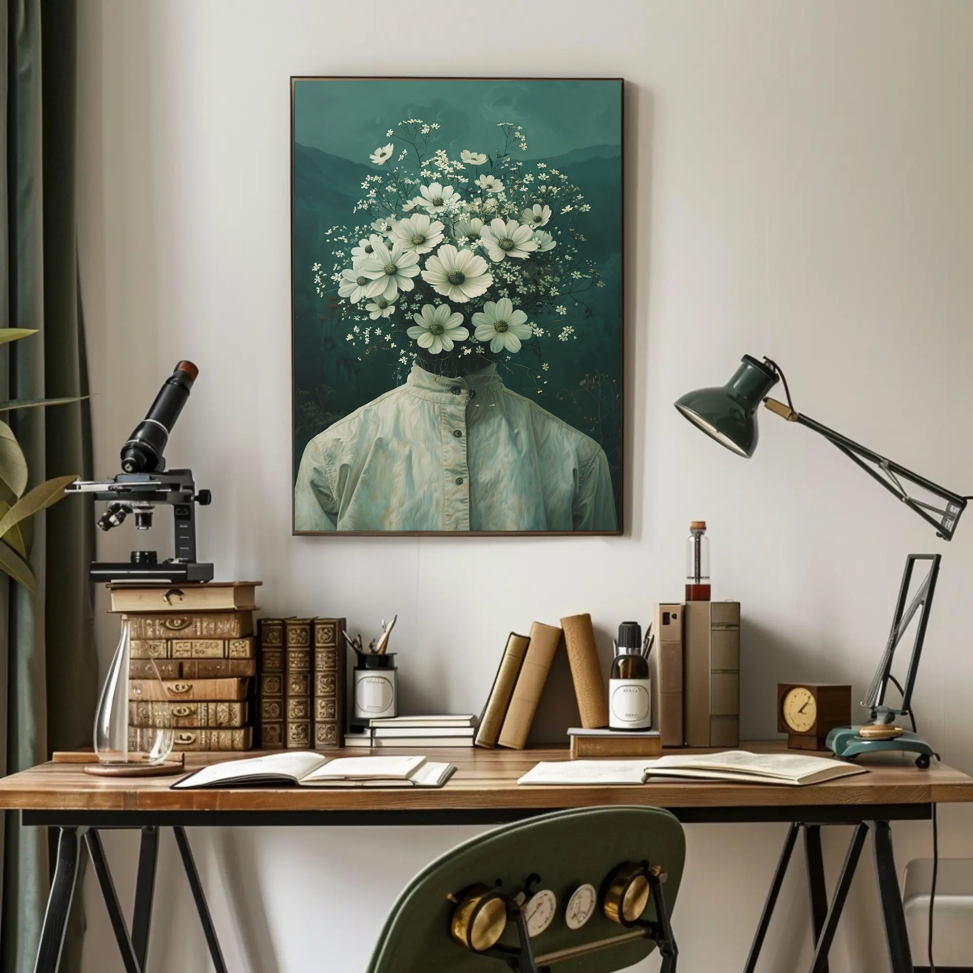Surreal Floral Head Art Print: Abstract or Artistic Poster PosterGoat