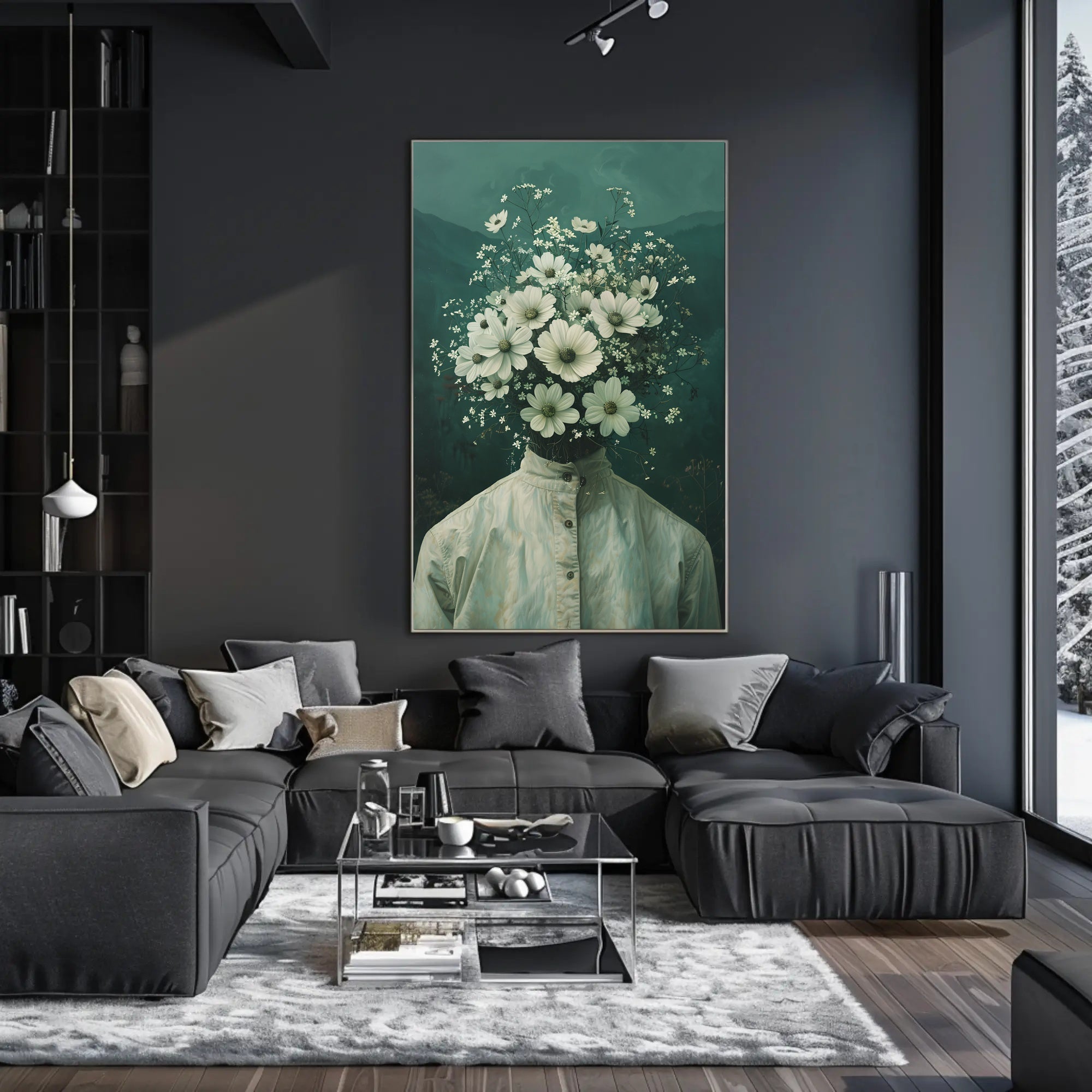 Surreal Floral Head Art Print: Abstract or Artistic Poster PosterGoat
