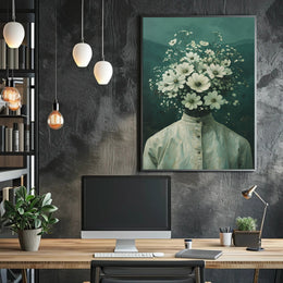 Surreal Floral Head Art Print: Abstract or Artistic Poster PosterGoat