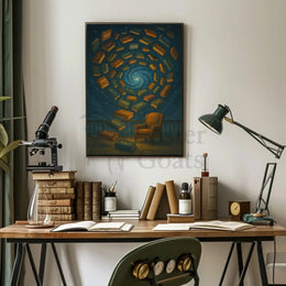 Surreal Galaxy of Books Artistic Poster PosterGoat