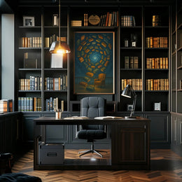Surreal Galaxy of Books Artistic Poster PosterGoat