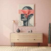 Surreal Grayscale Woman with Red Flower Art Poster PosterGoat