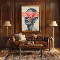 Surreal Grayscale Woman with Red Flower Art Poster PosterGoat
