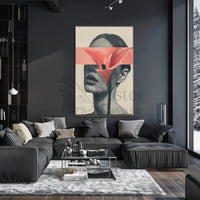 Surreal Grayscale Woman with Red Flower Art Poster PosterGoat