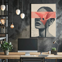Surreal Grayscale Woman with Red Flower Art Poster PosterGoat