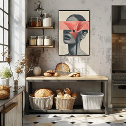 Surreal Grayscale Woman with Red Flower Art Poster PosterGoat