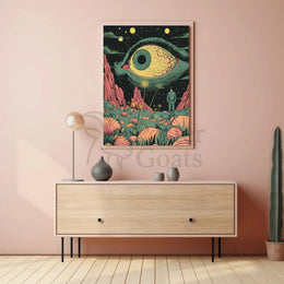 Surreal Landscape with Eye in Sky Futuristic Sci-Fi Poster PosterGoat
