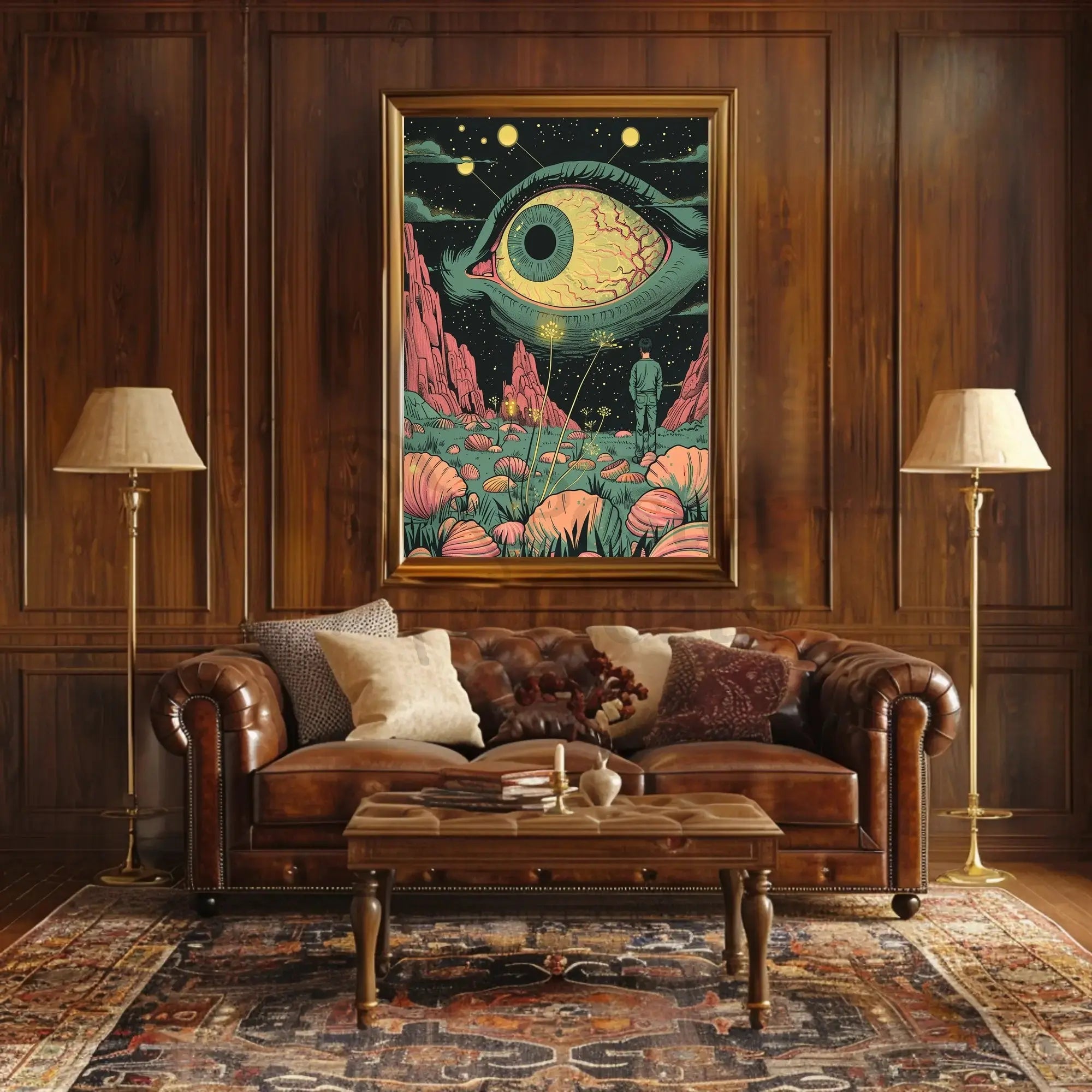 Surreal Landscape with Eye in Sky Futuristic Sci-Fi Poster PosterGoat