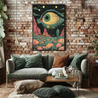 Surreal Landscape with Eye in Sky Futuristic Sci-Fi Poster PosterGoat