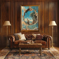 Surreal Mountain Landscape with Broken Wall Art Poster PosterGoat