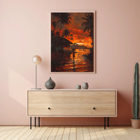 Surreal Nightscape: Moonlit Mountains Futuristic Sci-Fi Poster PosterGoat