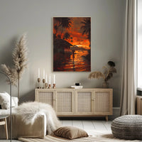 Surreal Nightscape: Moonlit Mountains Futuristic Sci-Fi Poster PosterGoat