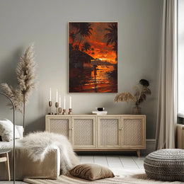 Surreal Nightscape: Moonlit Mountains Futuristic Sci-Fi Poster PosterGoat