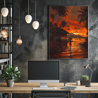 Surreal Nightscape: Moonlit Mountains Futuristic Sci-Fi Poster PosterGoat