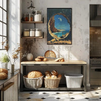 Surreal Ocean Landscape with Moon Futuristic Sci-Fi Poster PosterGoat