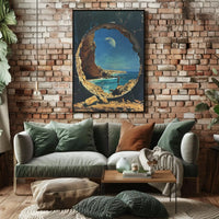 Surreal Ocean Landscape with Moon Futuristic Sci-Fi Poster PosterGoat