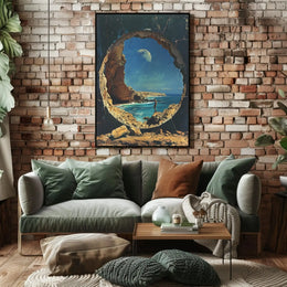Surreal Ocean Landscape with Moon Futuristic Sci-Fi Poster PosterGoat
