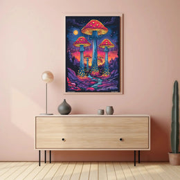 Surreal Peaceful Mushroom Fantasy Political or Propaganda Poster PosterGoat