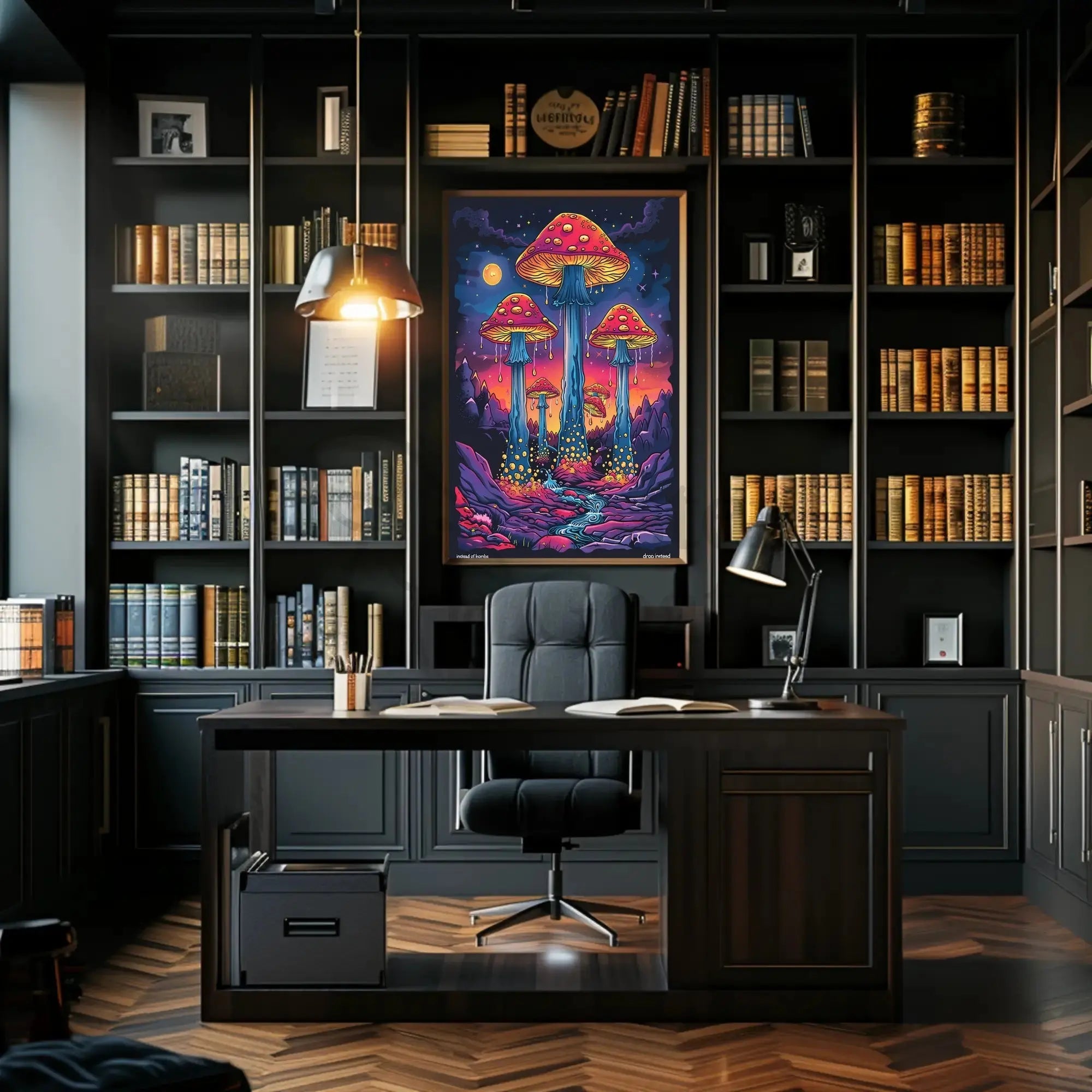 Surreal Peaceful Mushroom Fantasy Political or Propaganda Poster PosterGoat