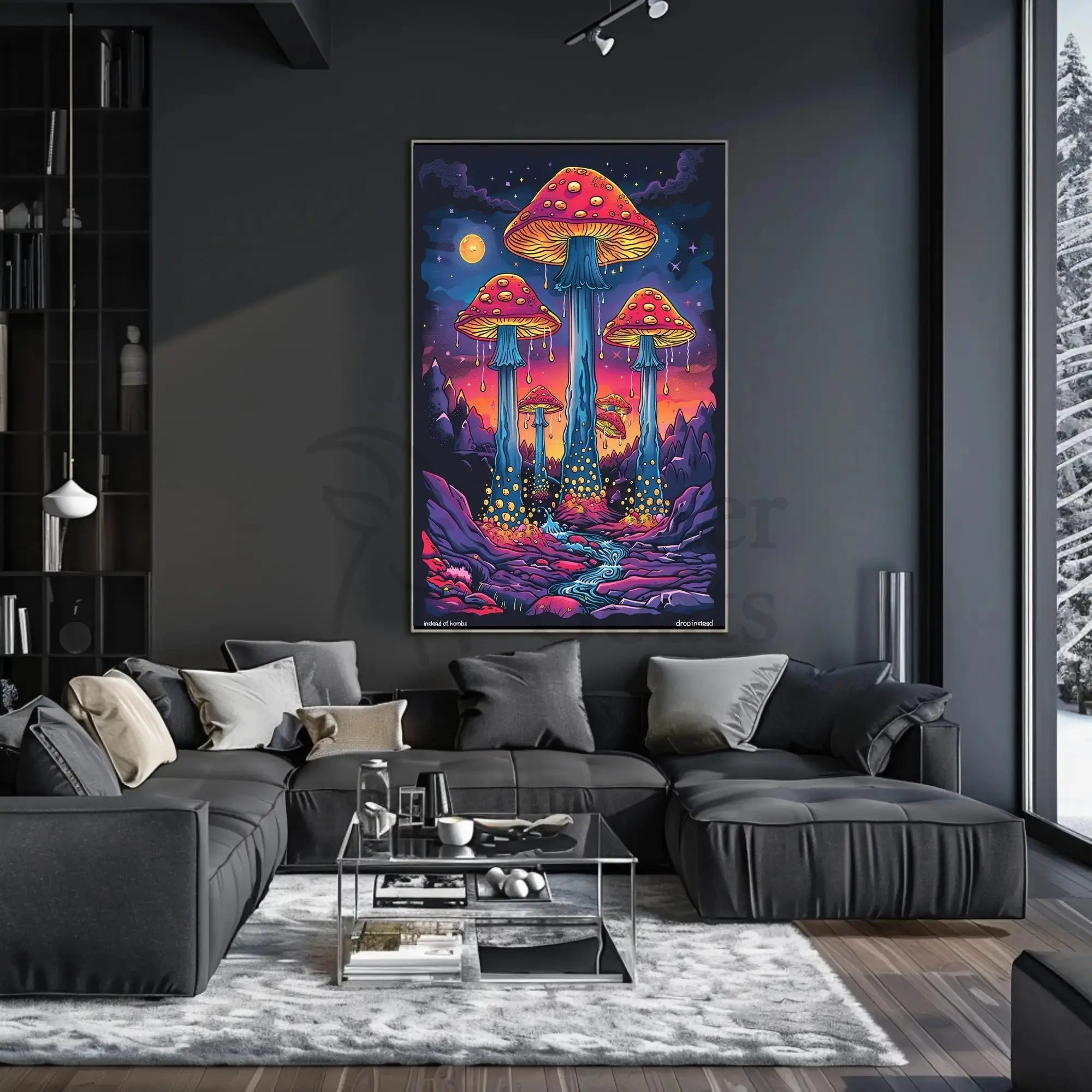 Surreal Peaceful Mushroom Fantasy Political or Propaganda Poster PosterGoat