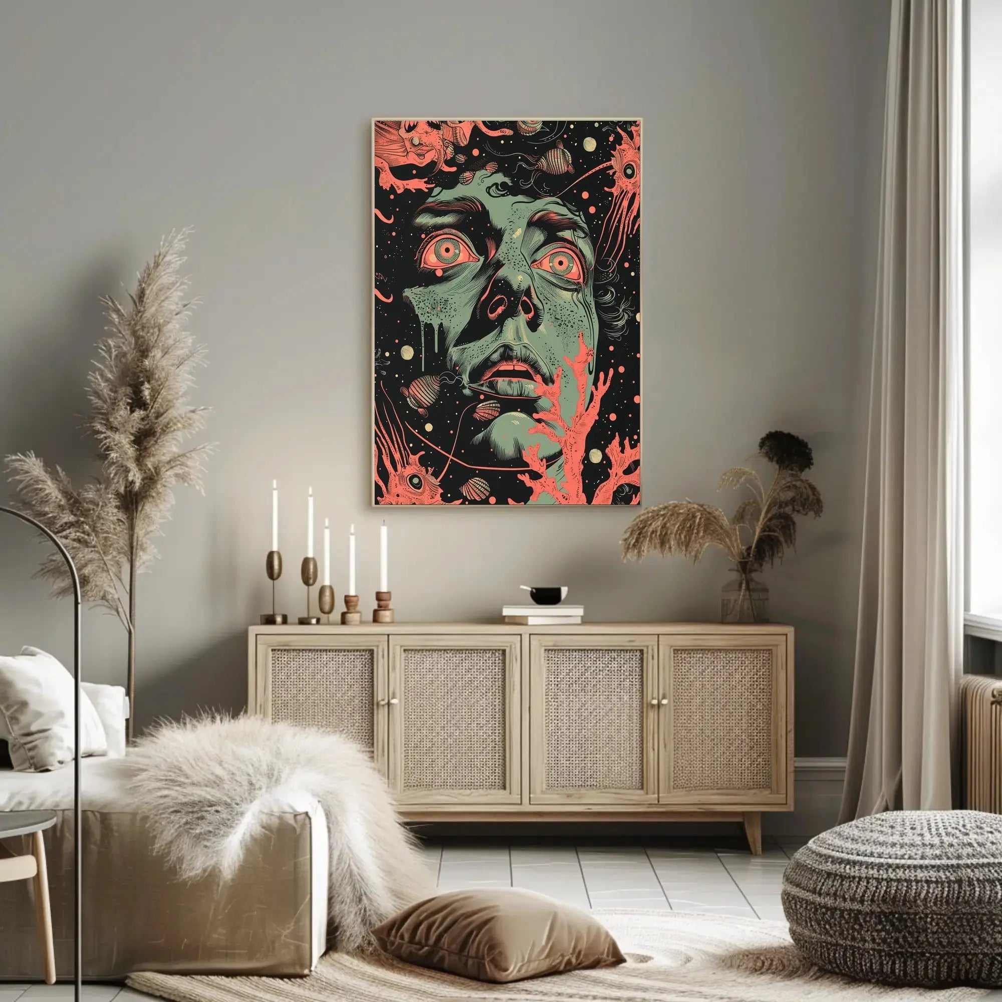 Surreal Psychedelic Face Abstract, Artistic, or Pop Culture Poster PosterGoat