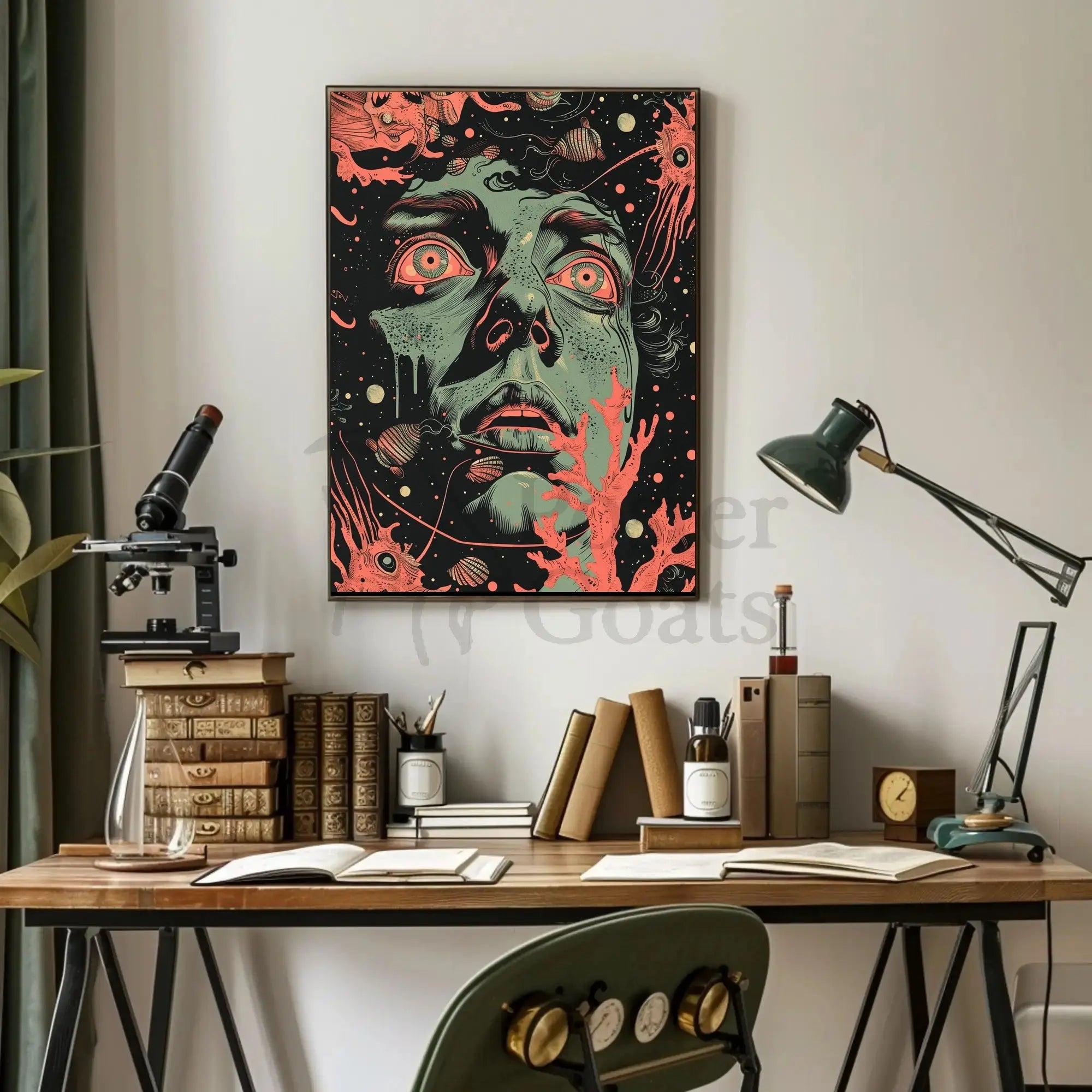 Surreal Psychedelic Face Abstract, Artistic, or Pop Culture Poster PosterGoat