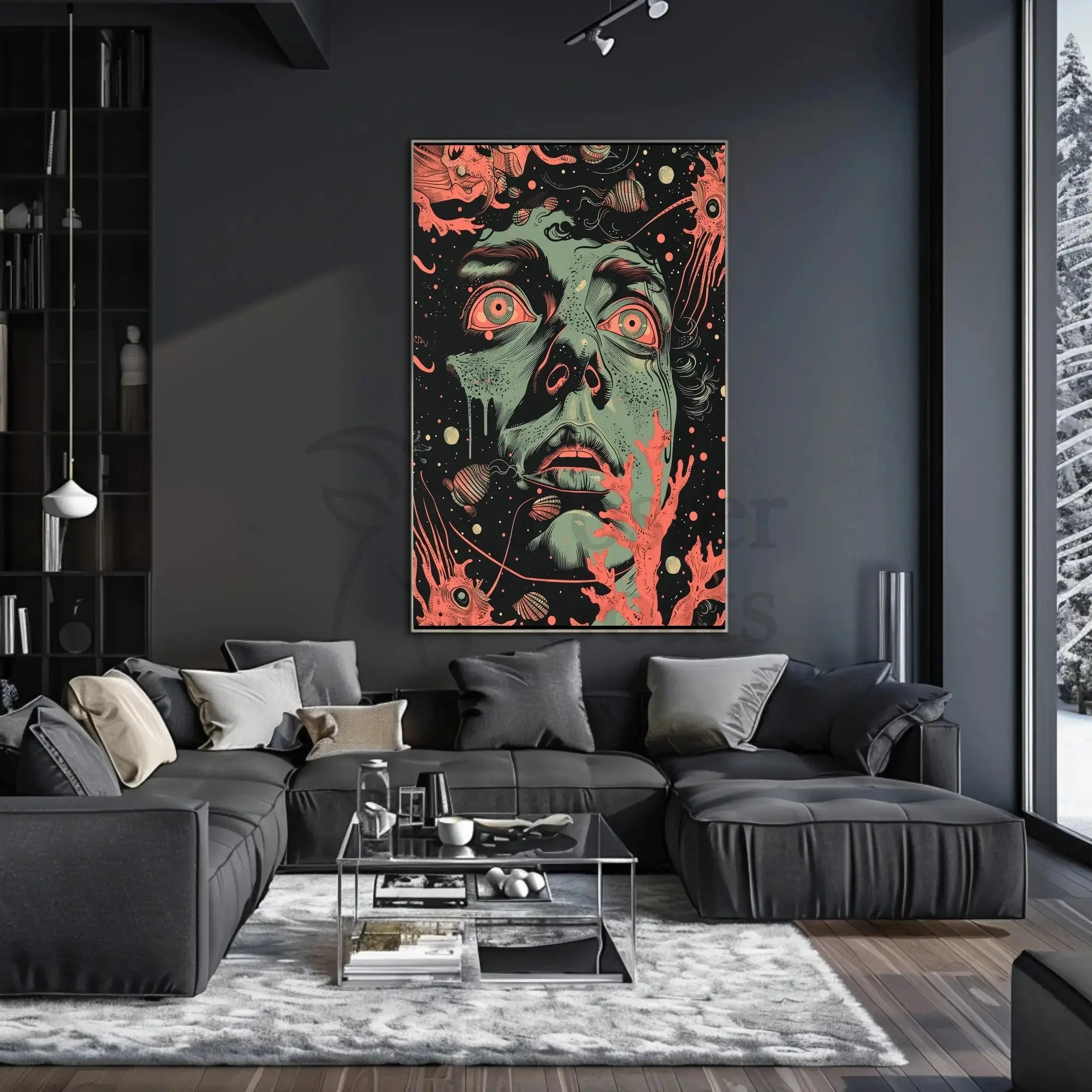 Surreal Psychedelic Face Abstract, Artistic, or Pop Culture Poster PosterGoat