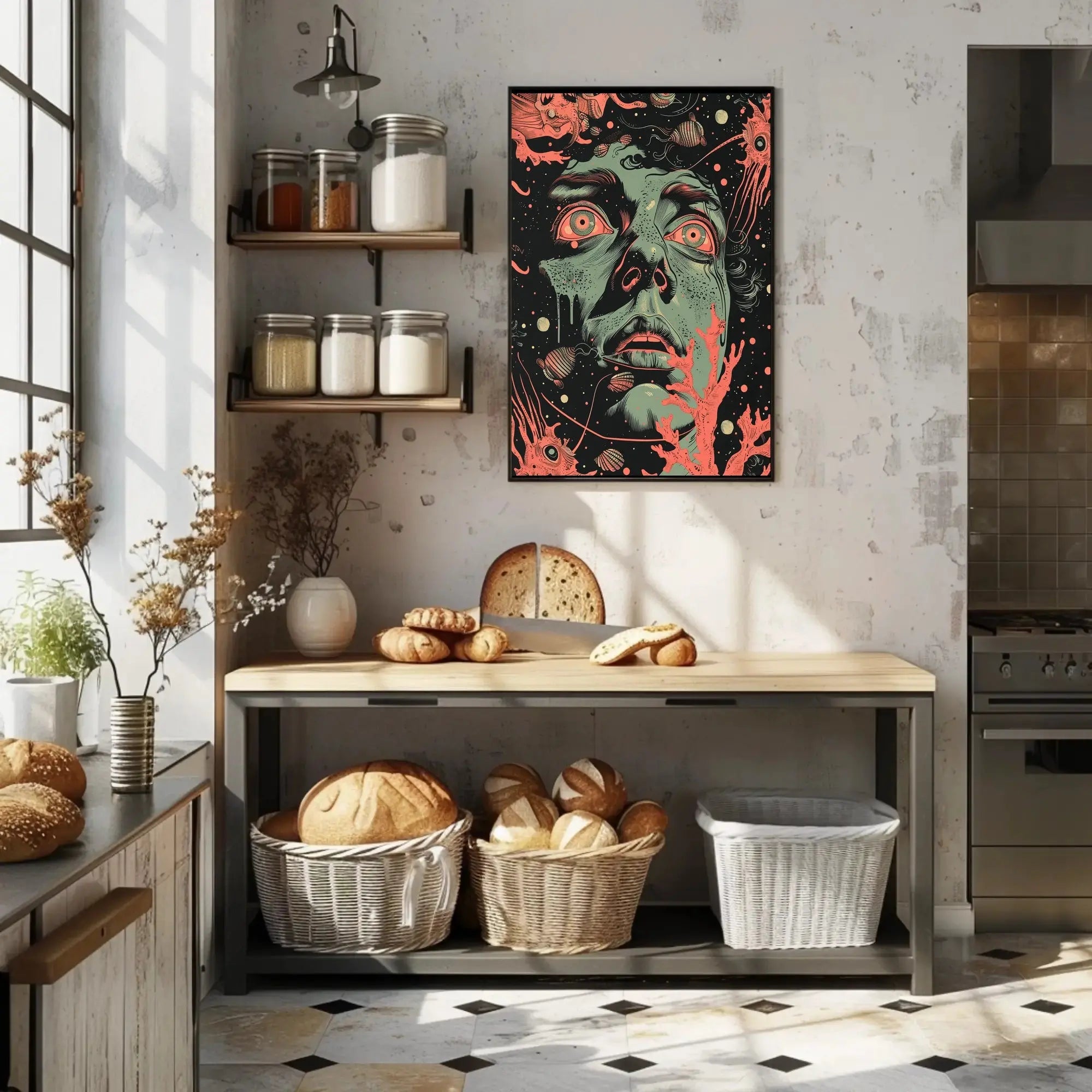 Surreal Psychedelic Face Abstract, Artistic, or Pop Culture Poster PosterGoat