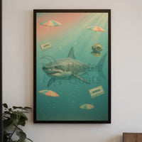 Surreal Shark Nostalgia Art Print Pop Culture Poster PosterGoat