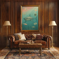 Surreal Shark Nostalgia Art Print Pop Culture Poster PosterGoat