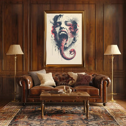Surreal Snake Transformation Artistic Poster PosterGoat