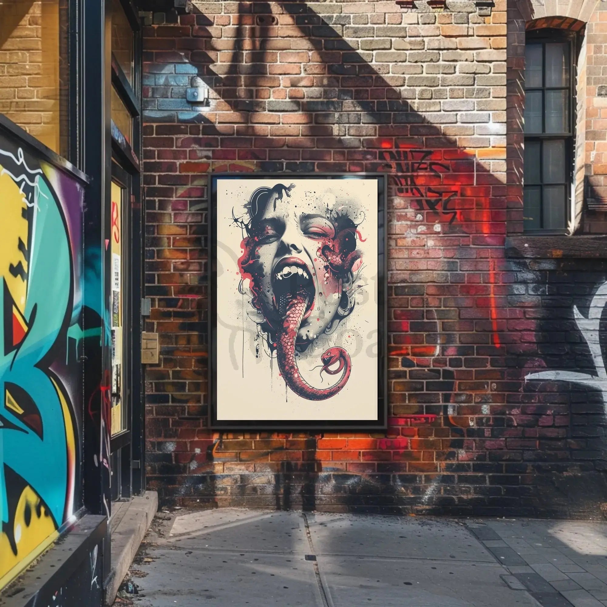 Surreal Snake Transformation Artistic Poster PosterGoat