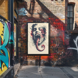Surreal Snake Transformation Artistic Poster PosterGoat