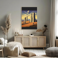 Surreal Stone Archway Under Cosmic Sky Fantasy Poster PosterGoat