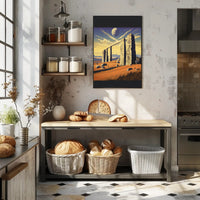 Surreal Stone Archway Under Cosmic Sky Fantasy Poster PosterGoat