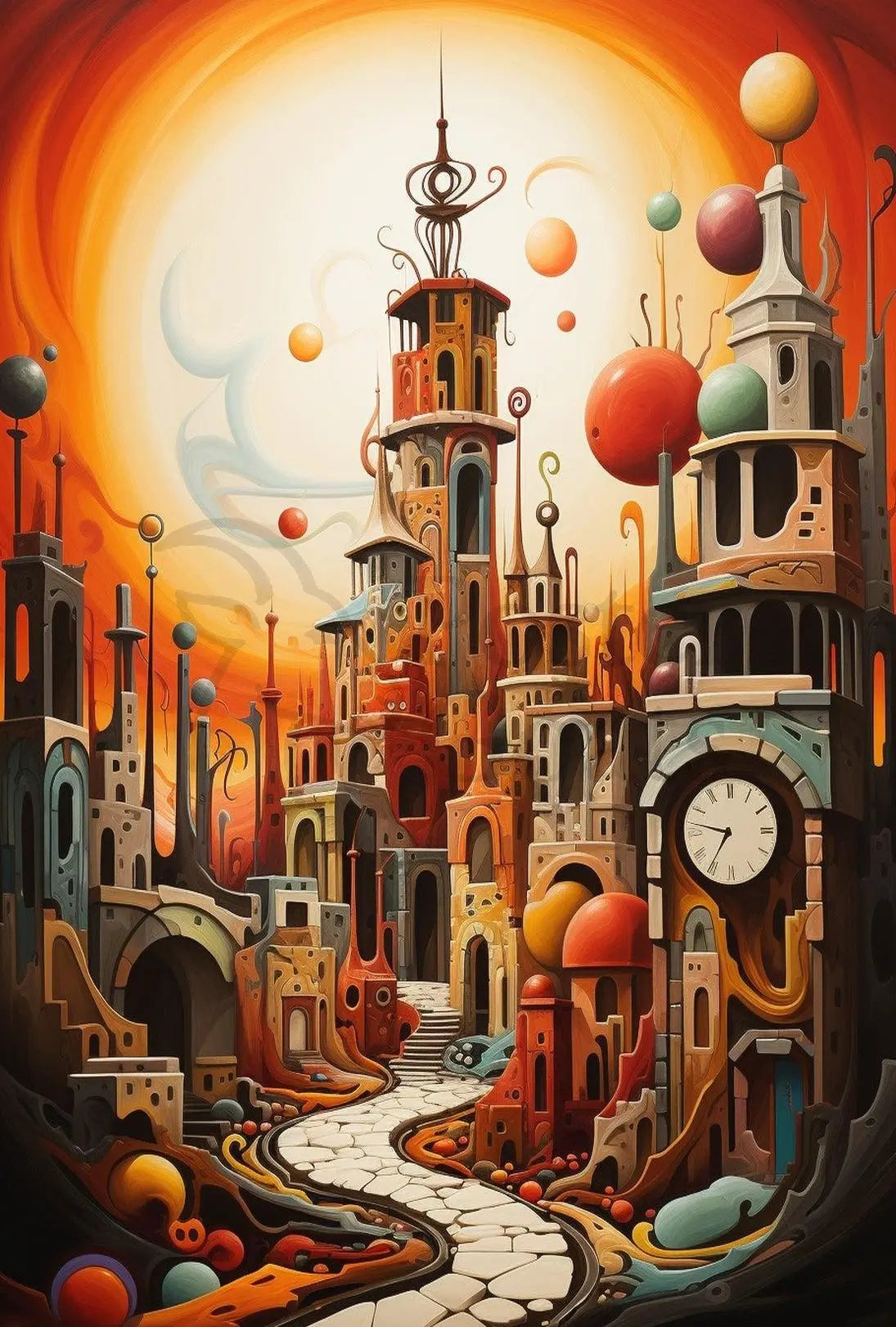 Surreal Time-Bending Landscape in Futuristic Sci-Fi Poster PosterGoat