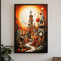 Surreal Time-Bending Landscape in Futuristic Sci-Fi Poster PosterGoat