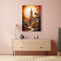 Surreal Time-Bending Landscape in Futuristic Sci-Fi Poster PosterGoat
