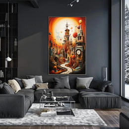 Surreal Time-Bending Landscape in Futuristic Sci-Fi Poster PosterGoat