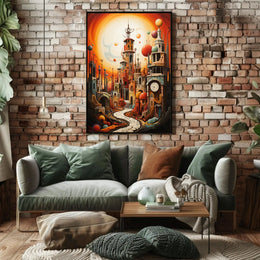 Surreal Time-Bending Landscape in Futuristic Sci-Fi Poster PosterGoat