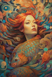 Surreal Tranquility Artistic Design Art Nouveau Poster PosterGoat