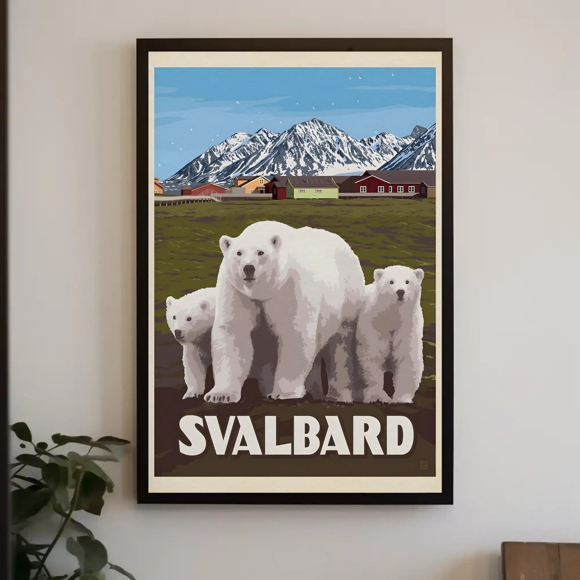 Svalbard Polar Bears Vintage Travel Poster PosterGoat