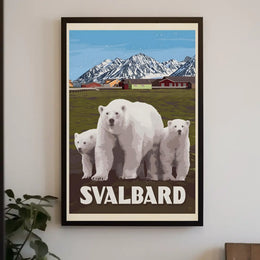 Svalbard Polar Bears Vintage Travel Poster PosterGoat